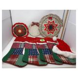 (4) Christmas Stockings & Christmas Decor