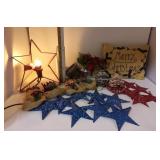 Lighted Metal Star, Pillow & Christmas Decorations