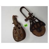 (2) Vintage Barn Rope Pulleys