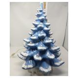 Blue Ceramic Lighted Christmas Tree