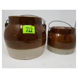 (2)  Stoneware Bean Pots w/Lids