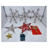 Glittery Snowflakes & Tree Toppers - One Lights Up