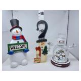 (3) Snowmen  Decorations -  (1) Thomas Kinkade