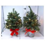(2) Lighted Table Top Trees - 18"