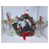 Holiday Decorated Metal Crosses & Nativity Wreath