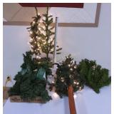 (2) Garlands  (3) Lighted Small Trees & Wall Tree