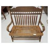 Antique Oak Bench w/Stick & Ball Trim