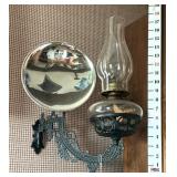 Hanging Wall Oil Lamp w/Reflector & Wall  Bracket