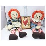 24" Raggedy Anne & Andy w/Pillow