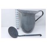 Enamelware Pitcher & Strainer