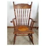 Rocker w/Spindle & Carved Wood Back