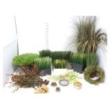 (4) Antique Flower Frogs, Artificial Grass Decor