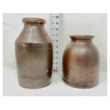 (2) Brown Stoneware Canning Jugs - Some Knicks