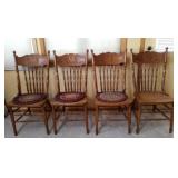 (4) Cane Seat Chairs w/Carved Face On Back