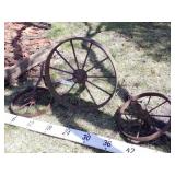 (3) Antique Cast Iron Farm Wheels
