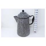 Gray Speckled Enamelware Coffee Pot