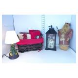 Holiday Lamp, Towels, Candle & Santa