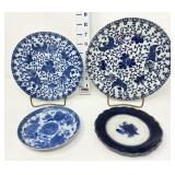 (4) Blue & White Patterned Plates