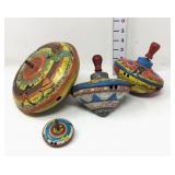 (4) Vintage Tin Spinning Tops