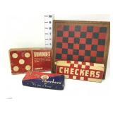 Vintage Handmade Checker Board, Checkers &