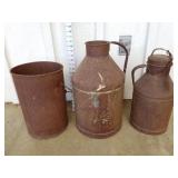 Vintage Milk Containers & Work Bucket - Rusty