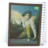 "Vintage Boy w/Rabbit" Art - 1925 Borin Mfg Co.