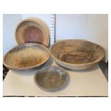 (4) Wooden Dough Bowls (Three have Cracks)