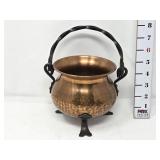 Hammered Copper Footed Cauldron-Made in Germany