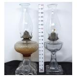 (2) Glass Oil Lamps