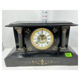 Black w/Gold Colored Engravings Mantel Clock