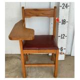 Childï¿½s Wooden School Desk w/Red Covered Seat
