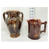 Vintage Pottery Vase & Small Pitcher
