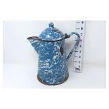 Blue/White Swirl Enamelware Coffee Pot
