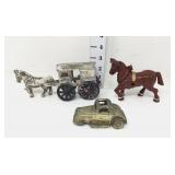 (3) Cast Metal Toys - Car is Missing Front Wheel