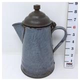 Blue Mottled Enamelware Coffee Pot