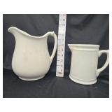 (2) White Homer Laughlin Ironstone Pitchers