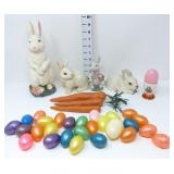 Bunny Decorations, Carrots & Plastic Eggs