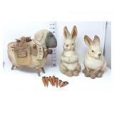 Sheep, Ceramic Bunnies & Carrots