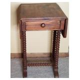 Drop Leaf Side Table w/Drawer & Twisted Legs