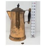 Tall Copper Coffee Pot w/Wooden Handle (The spout