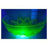 Uranium Glass Serving Bowl - Chip