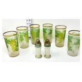 (6) Vintage Frosted Ivy Beverage Glasses &