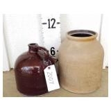 Brown Stoneware Shoulder Jug & Crock