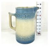 Blue & White Cherry Banded Stoneware Pitcher