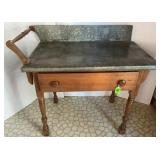 Tin Topped Side Table w/Drawer