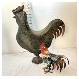 (2) Metal Chickens 1-Multi Colored