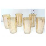 (6) Orange Iridescent Glass Tumblers