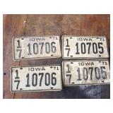 4-Iowa 1971 license plates