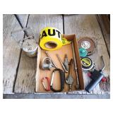 Utility hooks, air chuck, tire guage, caution tape