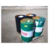 3 Barrels of fluid & 1-empty, stored outside